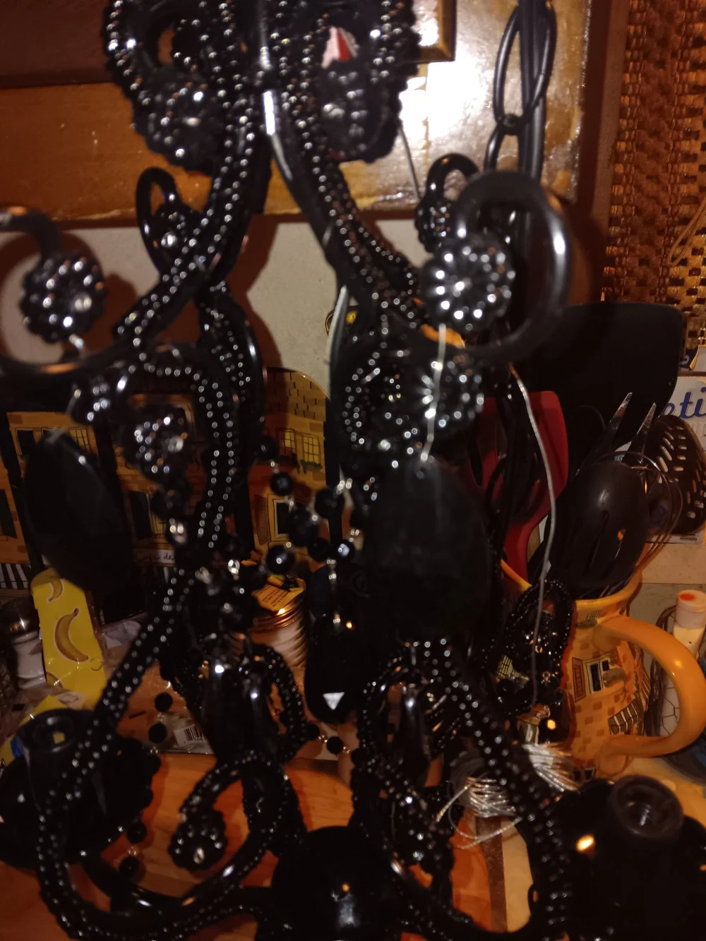 Black Beaded Mini Chandelier